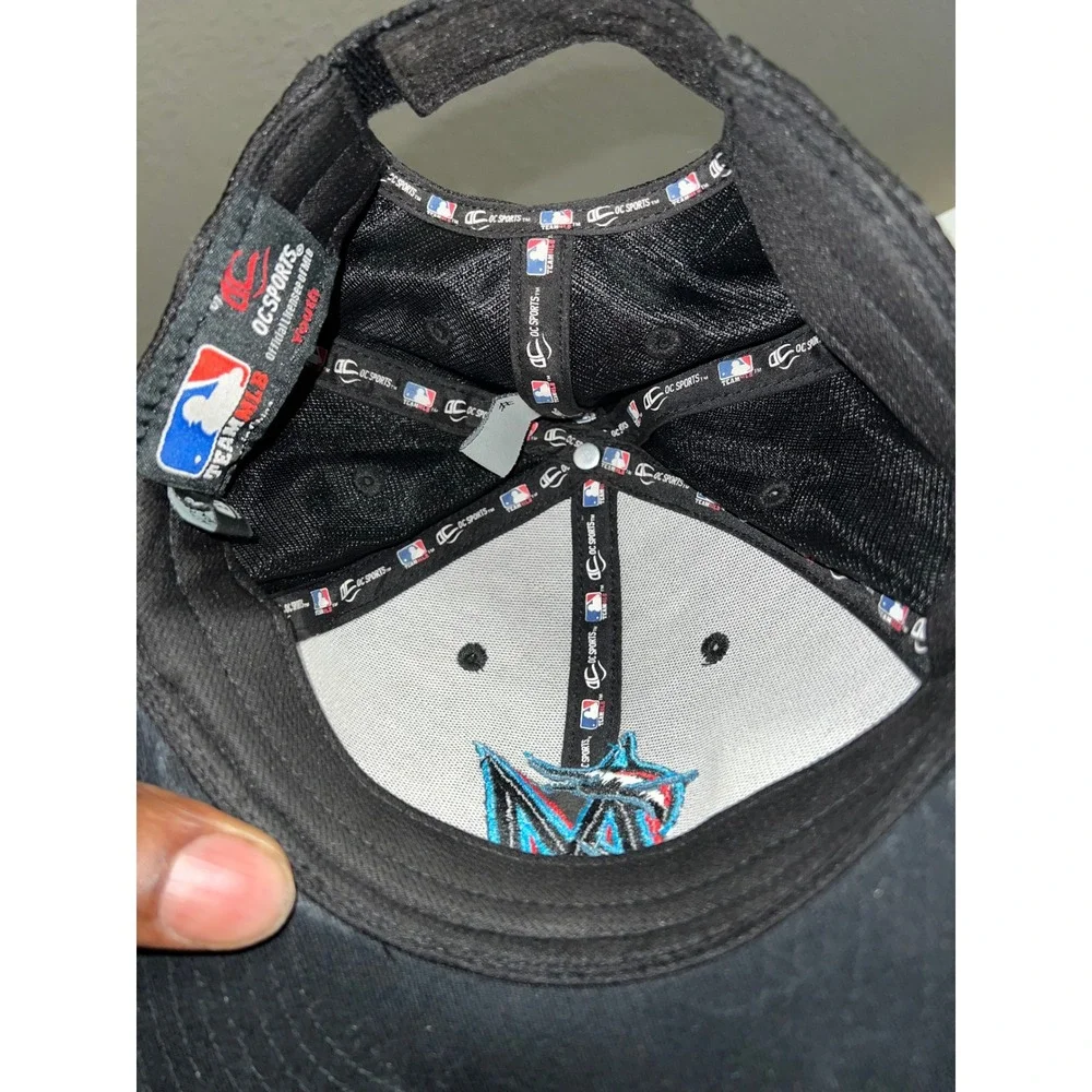 OC Sports Miami Marlins Youth Baseball‎ Cap Black Team MLB Adjustable Hat
